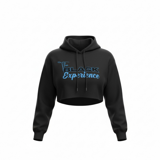"The Black Experience" Flock Logo Crop Hoodie